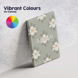 Personalised Name Neutral Daisy Floral Custom  Modern Room Accent Elegant Feature Canvas Wall Art Print Decor Picture Ready to Hang