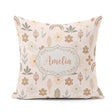Custom Name Floral Leaf Seamless Pattern Neutral Boho Botanical Square Filled Cushion Throw Pillow Sofa Bed Home Decor Zip Washable UK Made