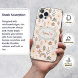 Scandinavian Floral Leaf Seamless Pattern Neutral Custom Name Protective Phone Case Mobile Cover Durable Everyday Smartphone Shock Resistant