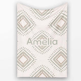 Soft Geometric Diamond Seamless Pattern Neutral Tribal Style Design  Personalised Custom Name Super Soft Fleece Blanket Bed Sofa Throw