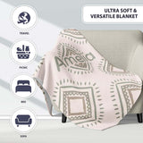 Soft Geometric Diamond Seamless Pattern Neutral Tribal Style Design  Personalised Custom Name Super Soft Fleece Blanket Bed Sofa Throw