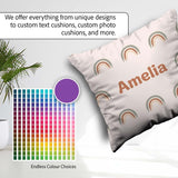 Custom Name Boho Rainbow Arc Pattern Soft Neutral Nursery Design Square Filled Cushion Throw Pillow Sofa Bed Home Decor Zip Washable UK Made