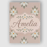 Personalised Name Neutral Daisy Floral Custom  Modern Room Accent Elegant Feature Canvas Wall Art Print Decor Picture Ready to Hang