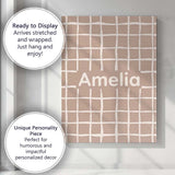 Personalised Name Minimal Grid Line Seamless Custom Bespoke  Contemporary Display Canvas Wall Art Print Decor Picture Ready to Hang
