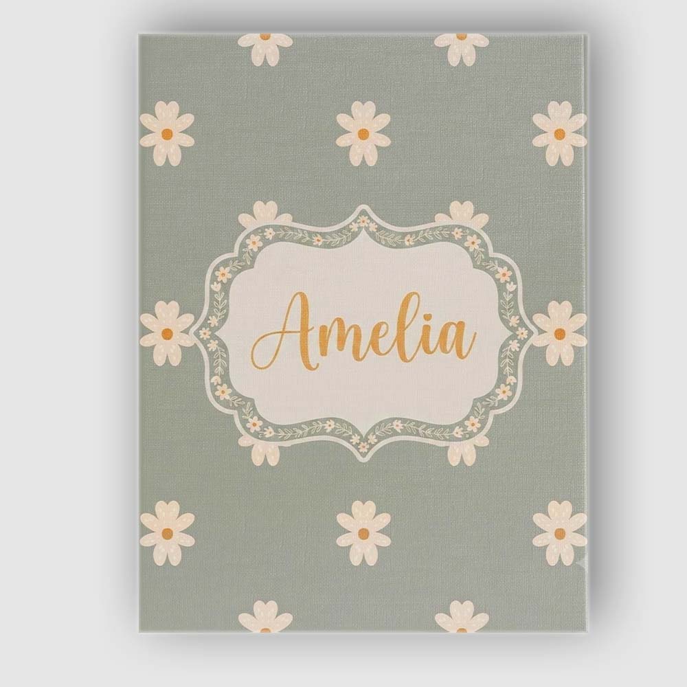 Personalised Name Small Daisy Flower Custom Premium Decorative Design Modern Room Accent Canvas Wall Art Print Decor Picture Ready to Hang