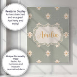 Personalised Name Small Daisy Flower Custom Premium Decorative Design Modern Room Accent Canvas Wall Art Print Decor Picture Ready to Hang