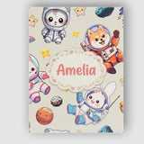 Personalised Name Cute Space Animals Custom Premium Decorative Design Modern Room Accent Canvas Wall Art Print Decor Picture Ready to Hang