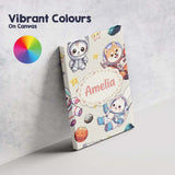Personalised Name Cute Space Animals Custom Premium Decorative Design Modern Room Accent Canvas Wall Art Print Decor Picture Ready to Hang