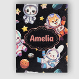 Personalised Name Cute Space Animals Custom Premium Decorative Design Modern Room Accent Canvas Wall Art Print Decor Picture Ready to Hang