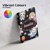 Personalised Name Cute Space Animals Custom Premium Decorative Design Modern Room Accent Canvas Wall Art Print Decor Picture Ready to Hang