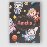 Personalised Name Cute Space Animals Custom Premium Decorative Design Modern Room Accent Canvas Wall Art Print Decor Picture Ready to Hang