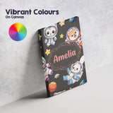 Personalised Name Cute Space Animals Custom Premium Decorative Design Modern Room Accent Canvas Wall Art Print Decor Picture Ready to Hang