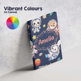 Personalised Name Cute Space Animals Custom Premium Decorative Design Modern Room Accent Canvas Wall Art Print Decor Picture Ready to Hang