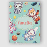 Personalised Name Cute Space Animals Custom Premium Decorative Design Modern Room Accent Canvas Wall Art Print Decor Picture Ready to Hang