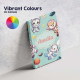 Personalised Name Cute Space Animals Custom Premium Decorative Design Modern Room Accent Canvas Wall Art Print Decor Picture Ready to Hang