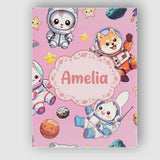 Personalised Name Cute Space Animals Custom Premium Decorative Design Modern Room Accent Canvas Wall Art Print Decor Picture Ready to Hang