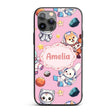 Cute Space Animals Astronaut Seamless Pattern Custom Name Protective Phone Case Mobile Cover Durable Everyday Smartphone Shock Resistant