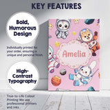 Personalised Name Cute Space Animals Custom Premium Decorative Design Modern Room Accent Canvas Wall Art Print Decor Picture Ready to Hang