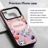 Cute Space Animals Astronaut Seamless Pattern Custom Name Protective Phone Case Mobile Cover Durable Everyday Smartphone Shock Resistant