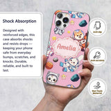 Cute Space Animals Astronaut Seamless Pattern Custom Name Protective Phone Case Mobile Cover Durable Everyday Smartphone Shock Resistant