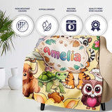 Cute Baby Safari Jungle Animals Seamless Pattern Cute Unique Gift  Personalised Custom Name Super Soft Fleece Blanket Bed Sofa Throw