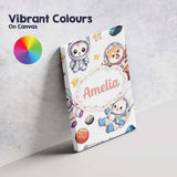 Personalised Name Cute Space Animals Custom Premium Decorative Design Modern Room Accent Canvas Wall Art Print Decor Picture Ready to Hang