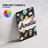 Personalised Name Cute Kids Space Rockets Custom  Unique Gift Idea Elegant Feature Canvas Wall Art Print Decor Picture Ready to Hang