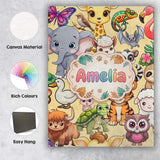 Personalised Name Cute Baby Safari Jungle Custom  Unique Gift Idea Elegant Feature Canvas Wall Art Print Decor Picture Ready to Hang