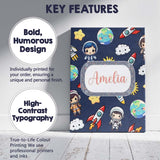 Personalised Name Kids Space Rockets Custom Premium Decorative Design Modern Room Accent Canvas Wall Art Print Decor Picture Ready to Hang