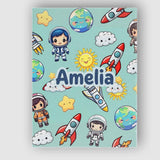Personalised Name Kids Space Rockets Custom Premium Decorative Design Modern Room Accent Canvas Wall Art Print Decor Picture Ready to Hang