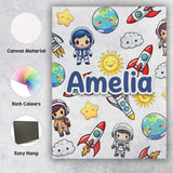 Personalised Name Cute Kids Space Rockets Custom  Unique Gift Idea Elegant Feature Canvas Wall Art Print Decor Picture Ready to Hang