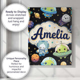 Personalised Name Space Astronaut Alien UFO Custom  Bespoke Interior Contemporary Canvas Wall Art Print Decor Picture Ready to Hang