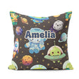 Custom Name Astronaut UFO Seamless Dark Grey Background Fun Kids Square Filled Cushion Throw Pillow Sofa Bed Home Decor Zip Washable UK Made