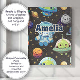 Personalised Name Space Astronaut Alien UFO Custom  Bespoke Interior Contemporary Canvas Wall Art Print Decor Picture Ready to Hang