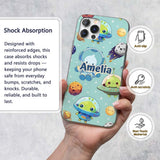 Space Astronaut Alien UFO Seamless Mint Green Custom Name Protective Phone Case Mobile Cover Durable Everyday Smartphone Shock Resistant
