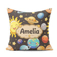 Custom Name Solar System Sun Earth Seamless Dark Grey Background Square Filled Cushion Throw Pillow Sofa Bed Home Decor Zip Washable UK Made