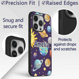 Solar System Planets Smiling Sun Earth Saturn Custom Name Protective Phone Case Mobile Cover Durable Everyday Smartphone Shock Resistant