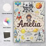 Personalised Name Space Astronaut Rockets Custom  Unique Gift Idea Elegant Feature Canvas Wall Art Print Decor Picture Ready to Hang