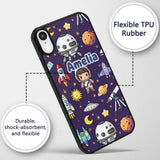 Space Astronaut Rockets UFO Telescope Seamless Custom Name Protective Phone Case Mobile Cover Durable Everyday Smartphone Shock Resistant