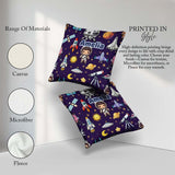 Custom Name Space Astronaut Telescope Seamless Purple Background Square Filled Cushion Throw Pillow Sofa Bed Home Decor Zip Washable UK Made