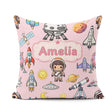 Custom Name Space Astronaut Rockets UFO Telescope Seamless Light Square Filled Cushion Throw Pillow Sofa Bed Home Decor Zip Washable UK Made