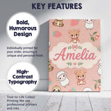 Personalised Name Cute Bear Sloth Lamb Custom  Modern Room Accent Elegant Feature Canvas Wall Art Print Decor Picture Ready to Hang