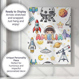 Personalised Name Space Astronaut Rockets Custom  Unique Gift Idea Elegant Feature Canvas Wall Art Print Decor Picture Ready to Hang