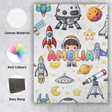 Personalised Name Space Astronaut Rockets Custom  Unique Gift Idea Elegant Feature Canvas Wall Art Print Decor Picture Ready to Hang
