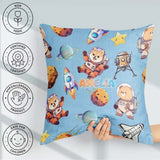 Custom Name Space Dog Bear Astronaut Rockets Seamless Background Square Filled Cushion Throw Pillow Sofa Bed Home Decor Zip Washable UK Made