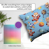 Custom Name Space Dog Bear Astronaut Rockets Seamless Background Square Filled Cushion Throw Pillow Sofa Bed Home Decor Zip Washable UK Made