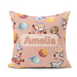 Custom Name Space Dog Bear Astronaut Rockets Seamless Background Square Filled Cushion Throw Pillow Sofa Bed Home Decor Zip Washable UK Made