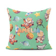 Custom Name Space Dog Bear Astronaut Rockets Seamless Background Square Filled Cushion Throw Pillow Sofa Bed Home Decor Zip Washable UK Made