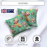Custom Name Space Dog Bear Astronaut Rockets Seamless Background Square Filled Cushion Throw Pillow Sofa Bed Home Decor Zip Washable UK Made