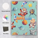Personalised Name Space Dog Bear Astronaut Custom  Unique Gift Idea Elegant Feature Canvas Wall Art Print Decor Picture Ready to Hang